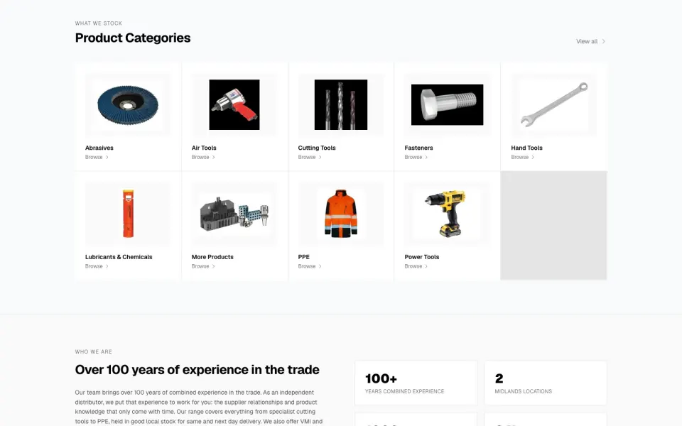 Screenshot of the Edge Industrial website homepage